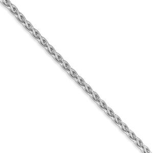 2.25mm, 14k White Gold, Solid Parisian Wheat Chain Necklace, 22 Inch